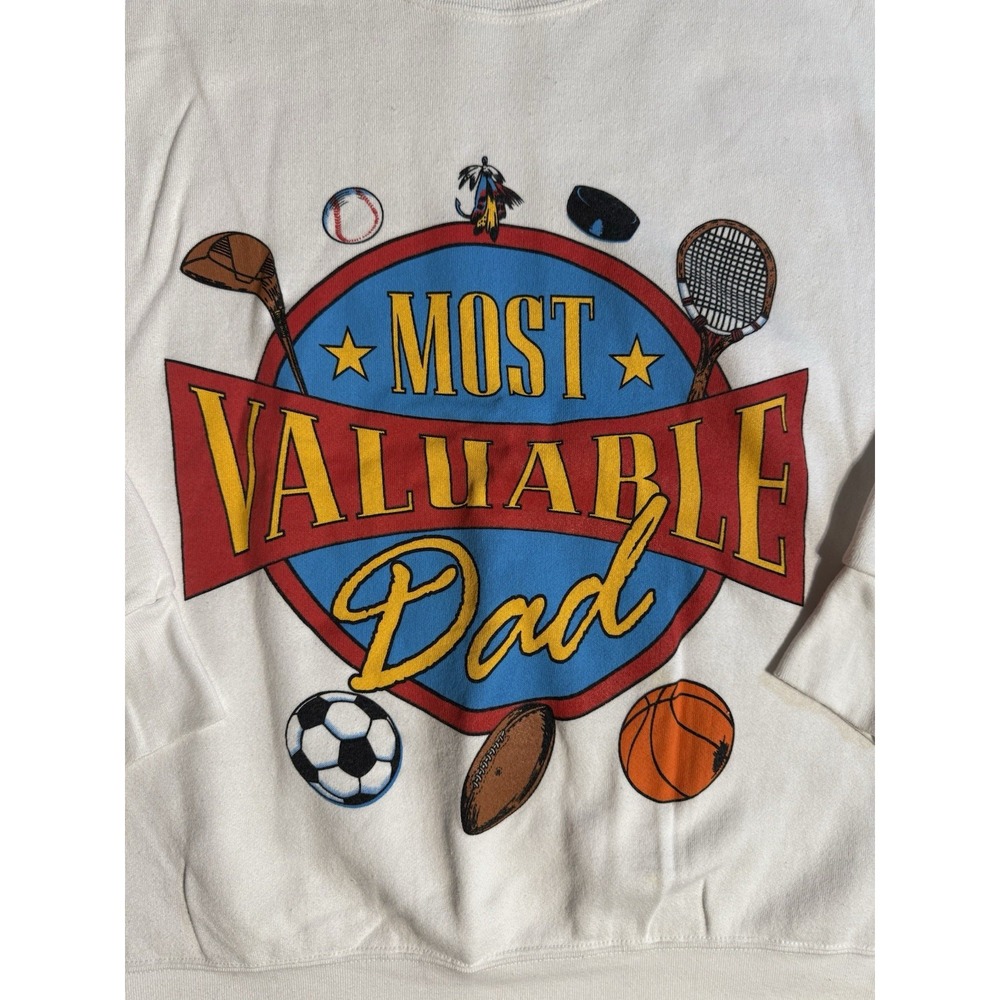 Vintage 90s Delta Most Valuable Dad Sweatshirt XL USA‎ Made Sports Graphic 50/50